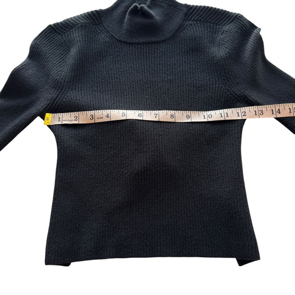 CAMILA COELHO Ribbed Knit Cropped M Black Cutout Open Back Mock Neck Long Sleeve - Picture 12 of 15